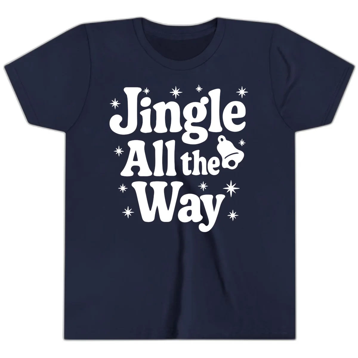 Jingle All The Way Retro Christmas Design Youth T-Shirt in Navy