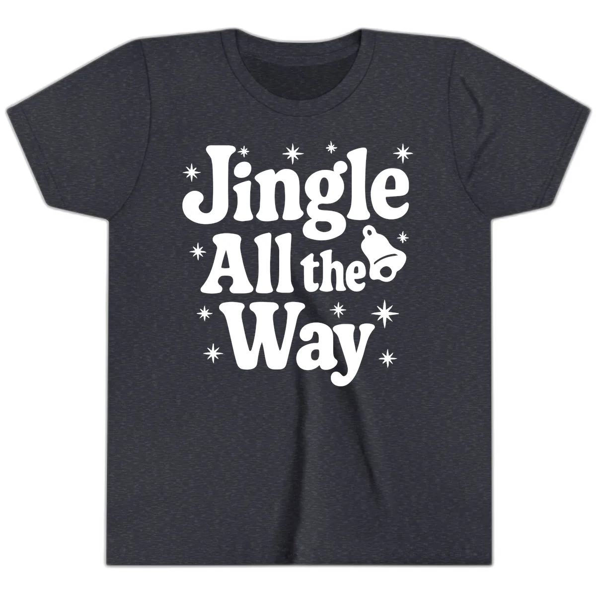 Jingle All The Way Retro Christmas Design Youth T-Shirt in Heather Navy