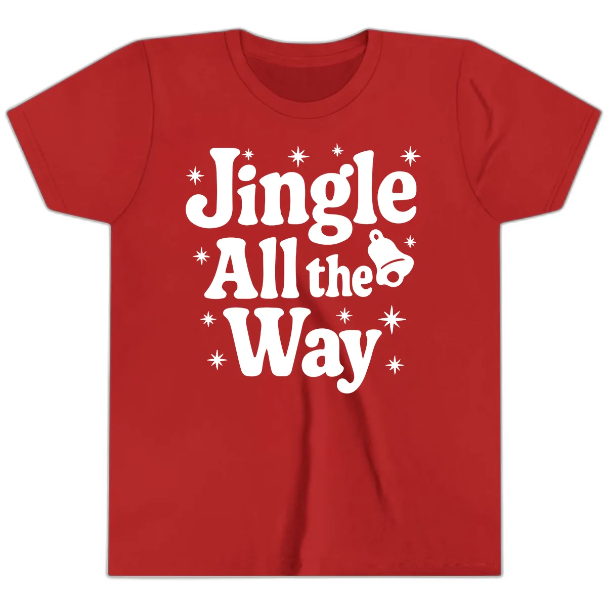 Jingle All The Way Retro Christmas Design Youth T-Shirt in Red