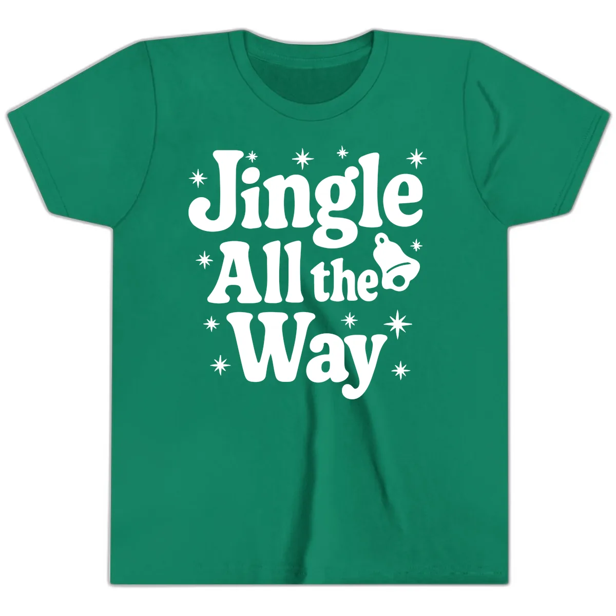 Jingle All The Way Retro Christmas Design Youth T-Shirt in Kelly