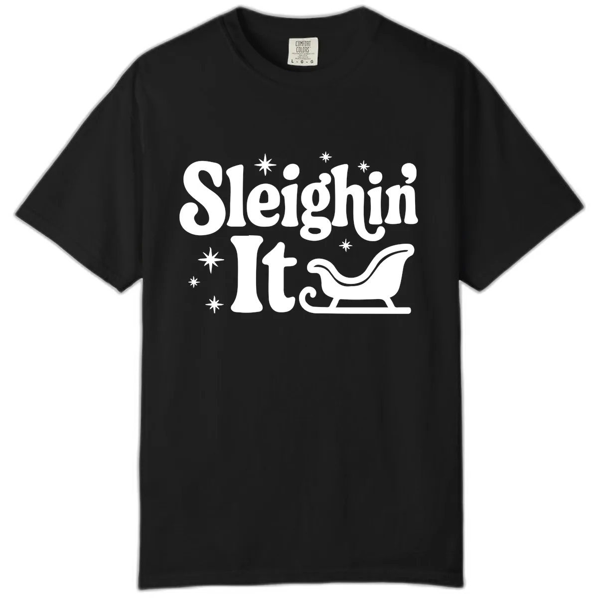 Sleighin It Christmas Sleigh Comfort Color in Black