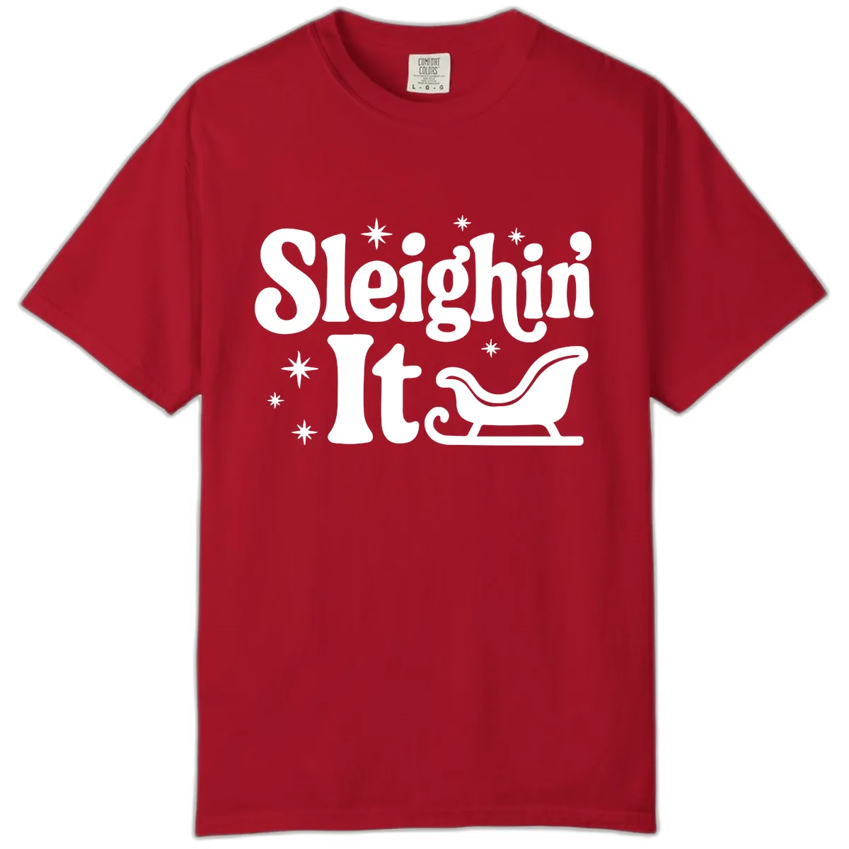 Sleighin It Christmas Sleigh Comfort Color in Red
