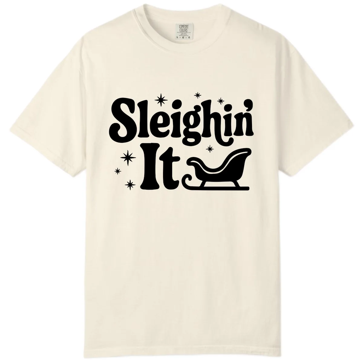 Sleighin It Christmas Sleigh Comfort Color in Ivory