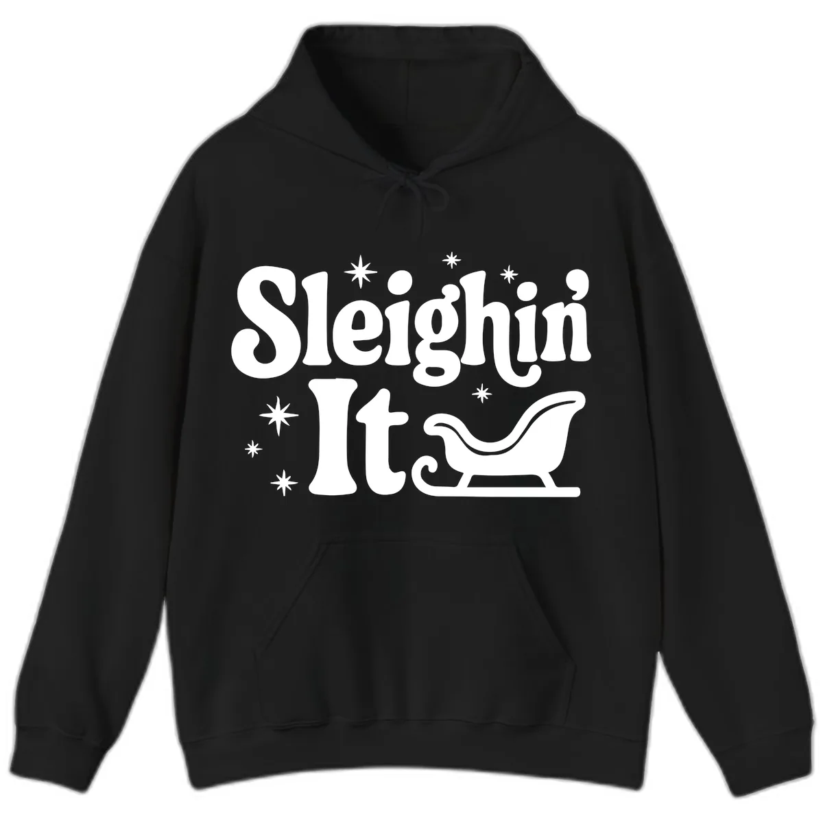 Sleighin It Christmas Sleigh Hoodie in Black