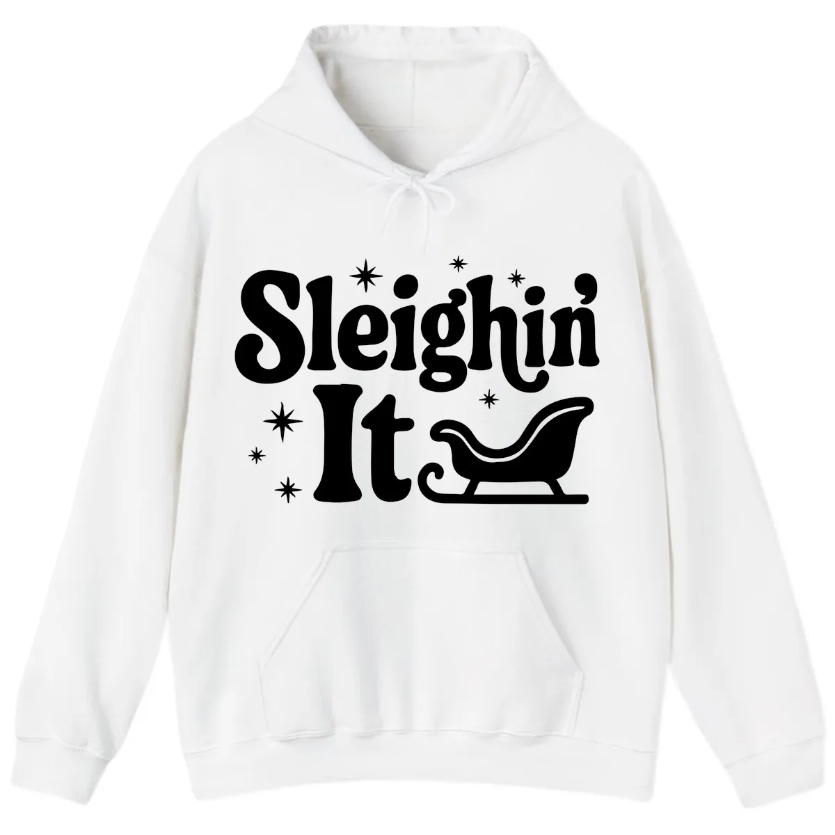 Sleighin It Christmas Sleigh Hoodie in White