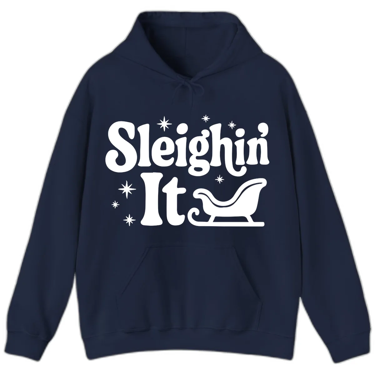 Sleighin It Christmas Sleigh Hoodie in Navy