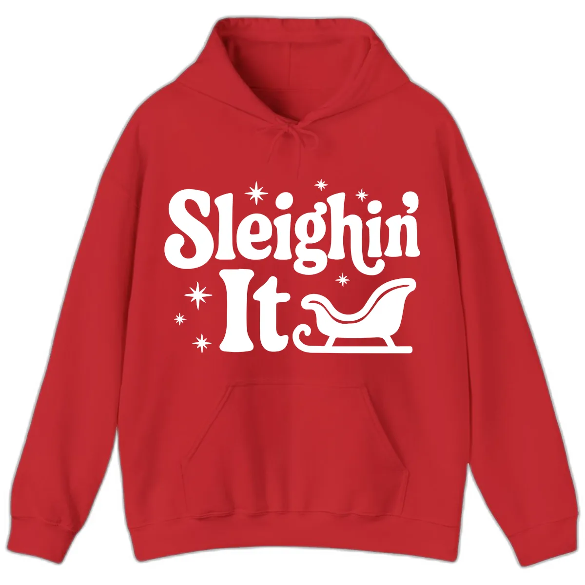 Sleighin It Christmas Sleigh Hoodie in Red