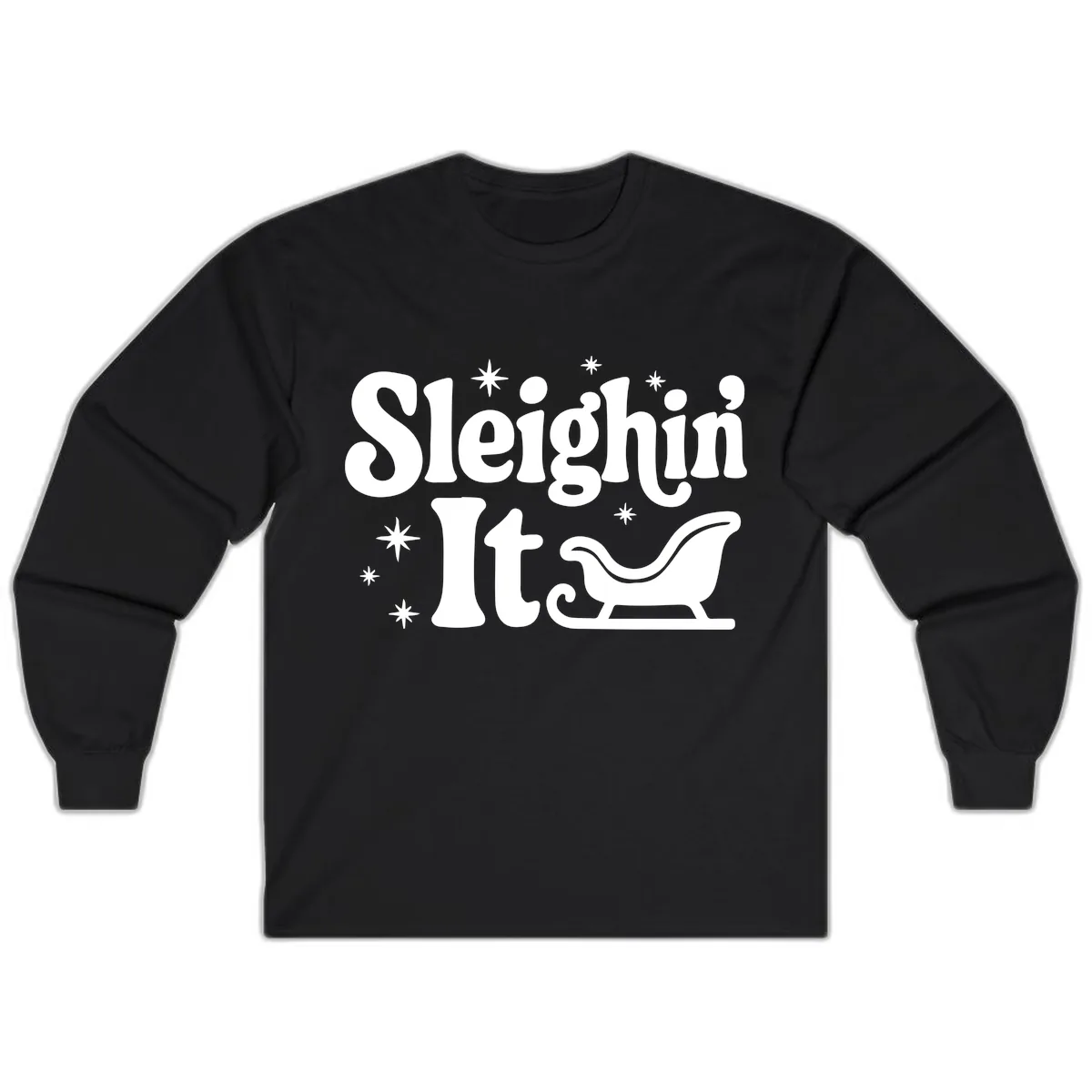 Sleighin It Christmas Sleigh Long Sleeve in Black