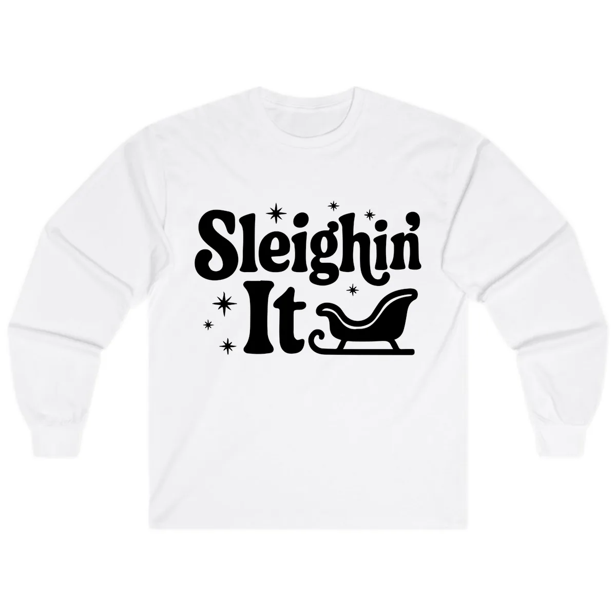 Sleighin It Christmas Sleigh Long Sleeve in White