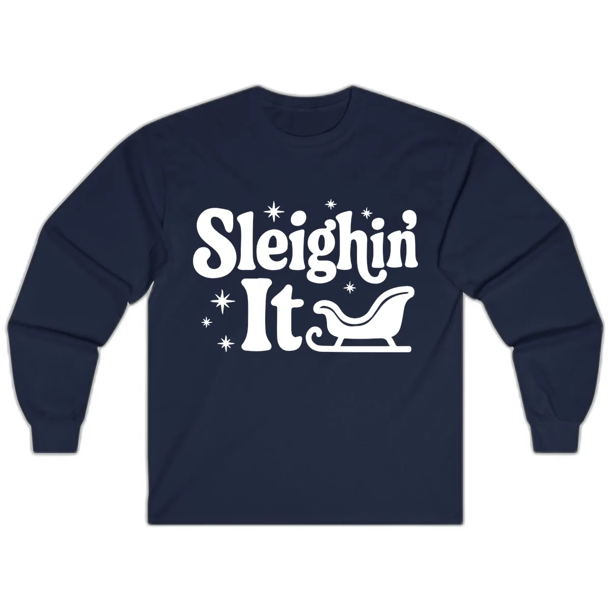 Sleighin It Christmas Sleigh Long Sleeve in Navy