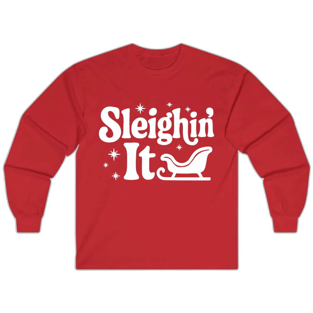 Sleighin It Christmas Sleigh Long Sleeve in Red
