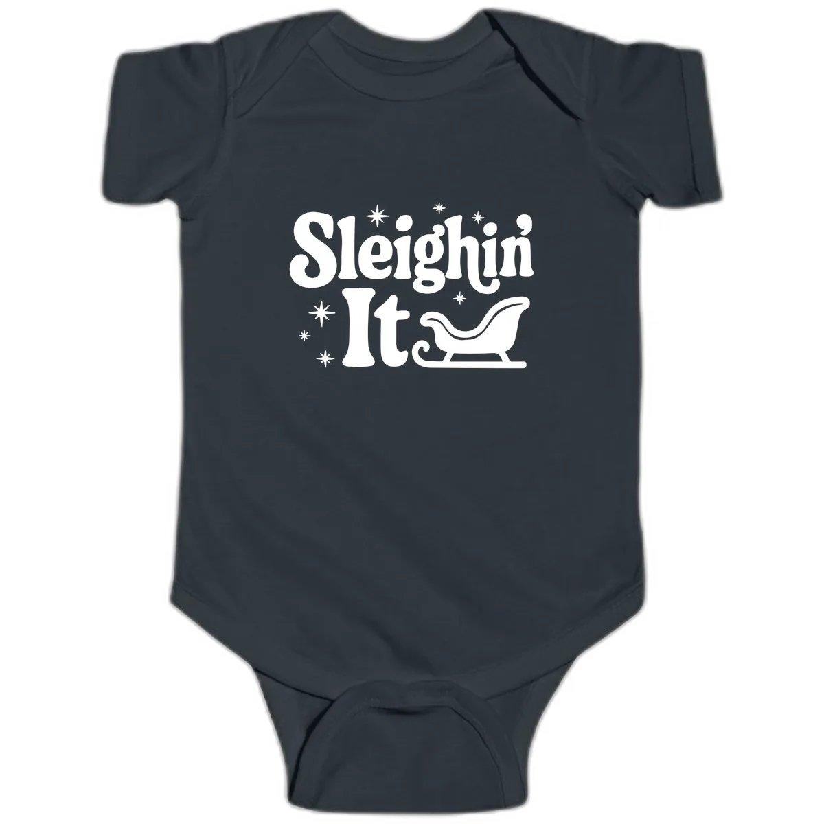 Sleighin It Christmas Sleigh Baby Onesie in Black