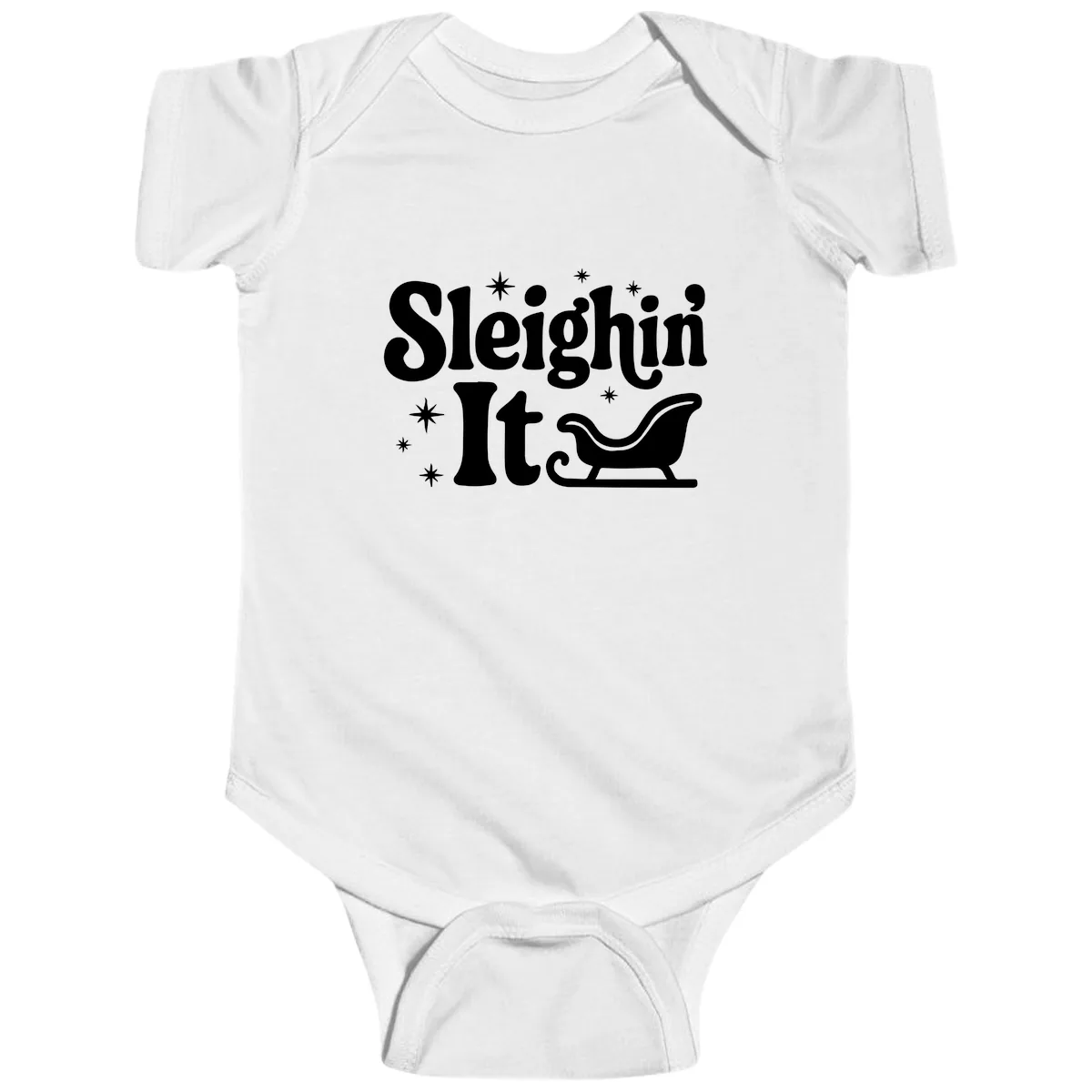 Sleighin It Christmas Sleigh Baby Onesie in White