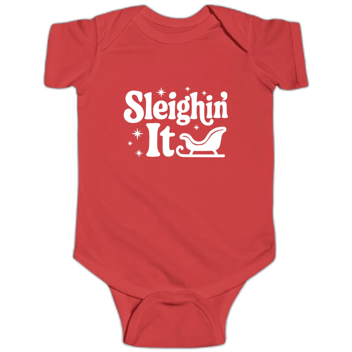 Sleighin It Christmas Sleigh Baby Onesie in Red