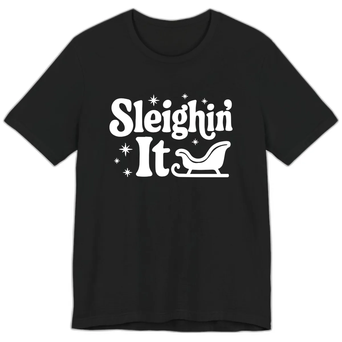 Sleighin It Christmas Sleigh Premium T-Shirt in Black