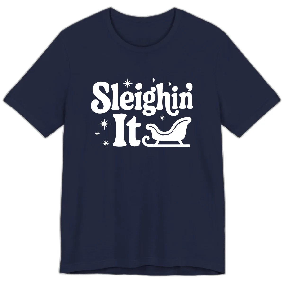 Sleighin It Christmas Sleigh Premium T-Shirt in Navy