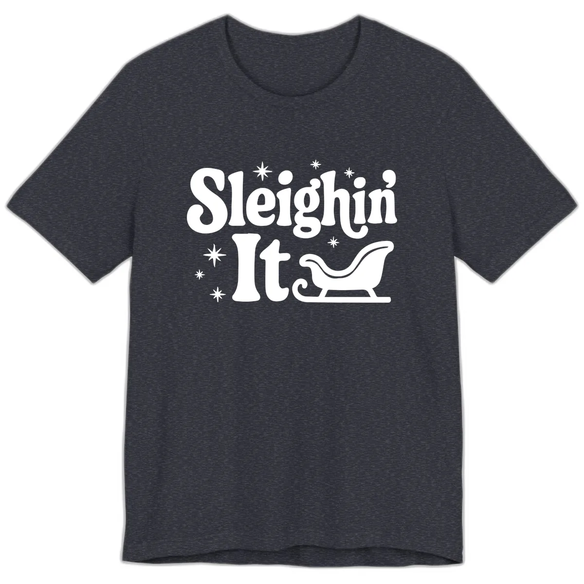 Sleighin It Christmas Sleigh Premium T-Shirt in Heather Navy