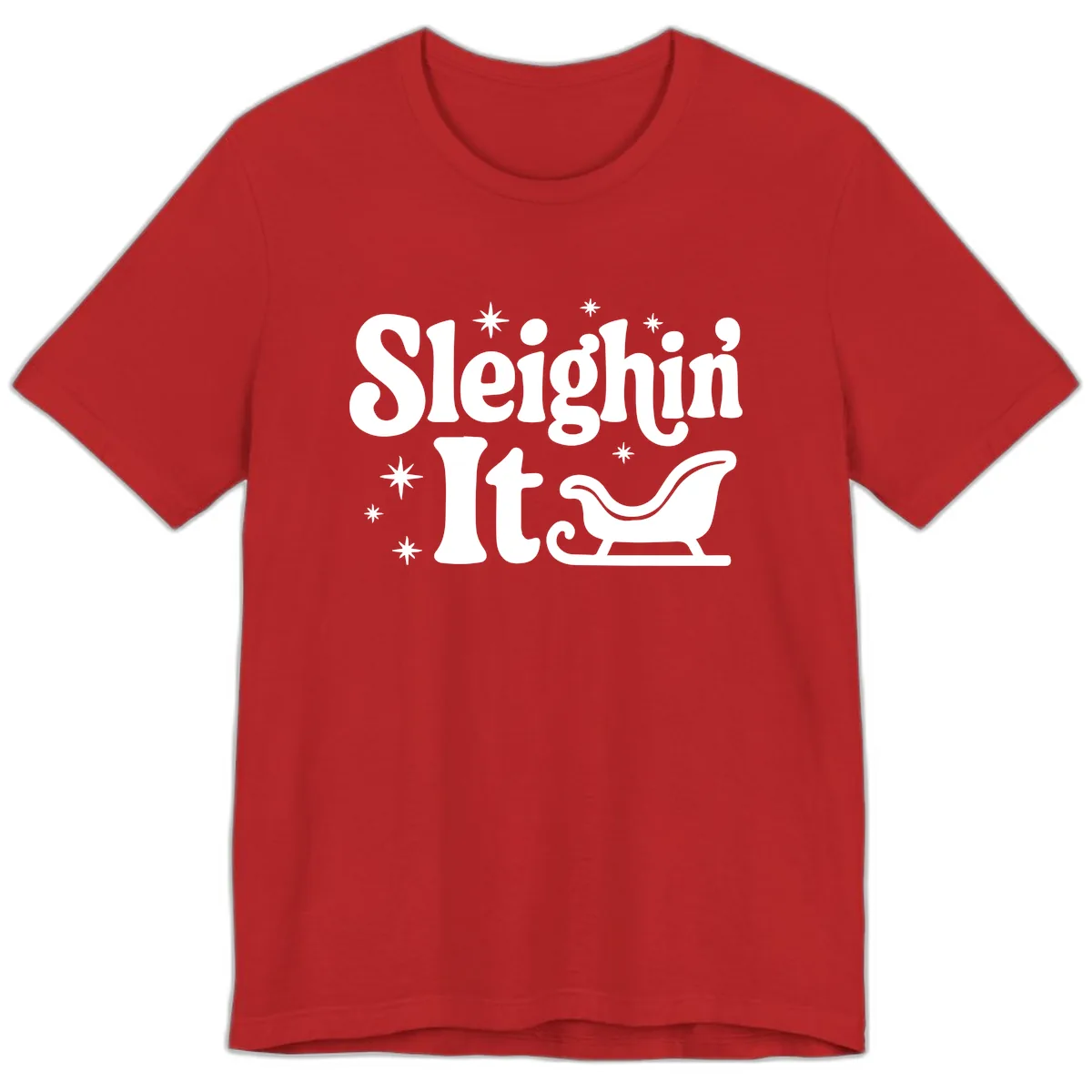 Sleighin It Christmas Sleigh Premium T-Shirt in Red