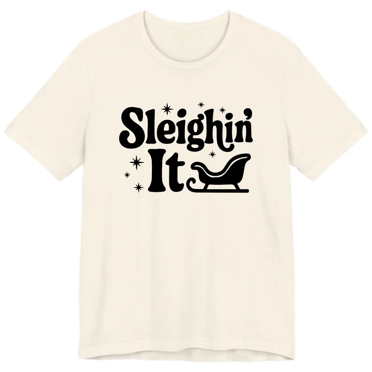 Sleighin It Christmas Sleigh Premium T-Shirt in Natural