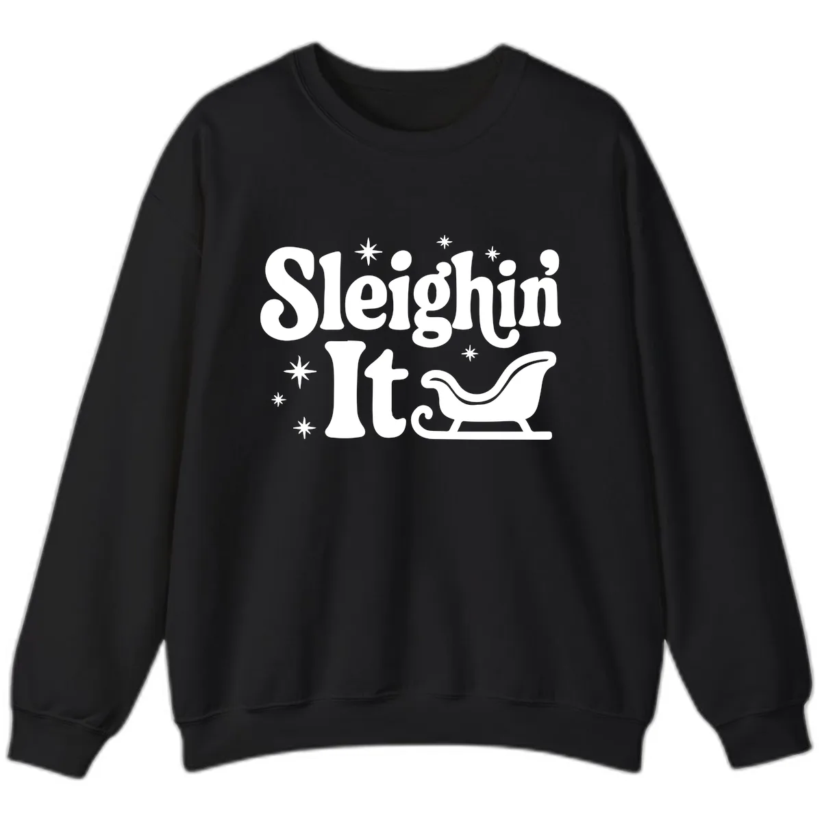 Sleighin It Christmas Sleigh Sweatshirt in Black