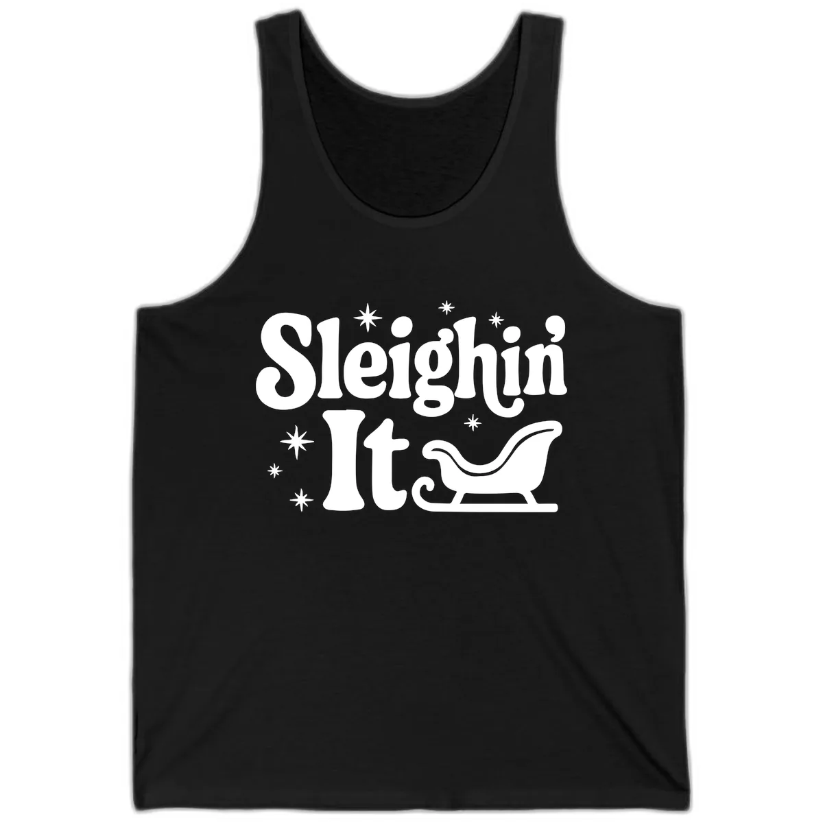 Sleighin It Christmas Sleigh Tank in Black