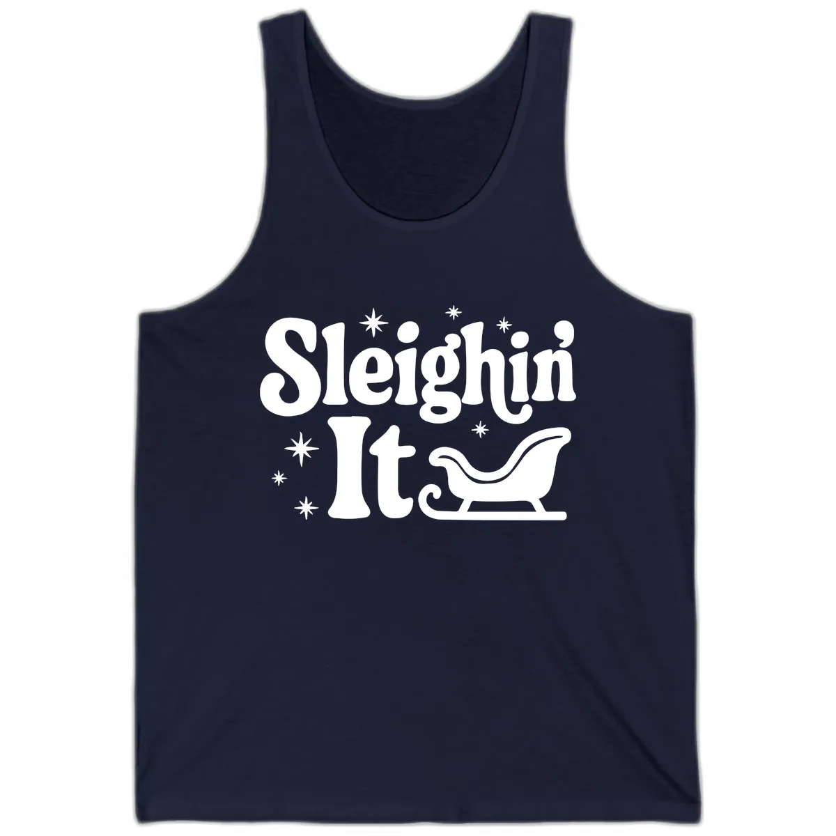Sleighin It Christmas Sleigh Tank in Navy