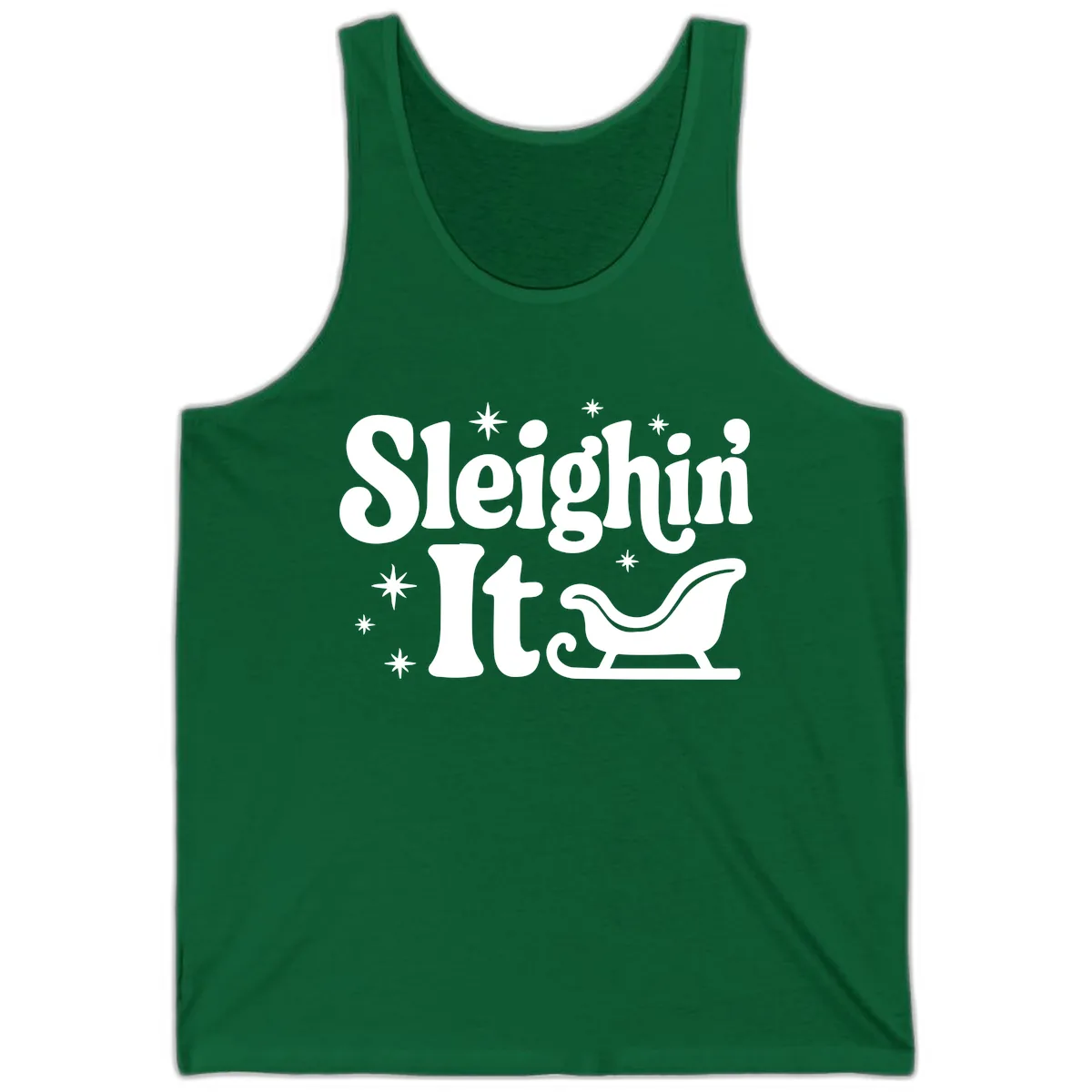 Sleighin It Christmas Sleigh Tank in Kelly