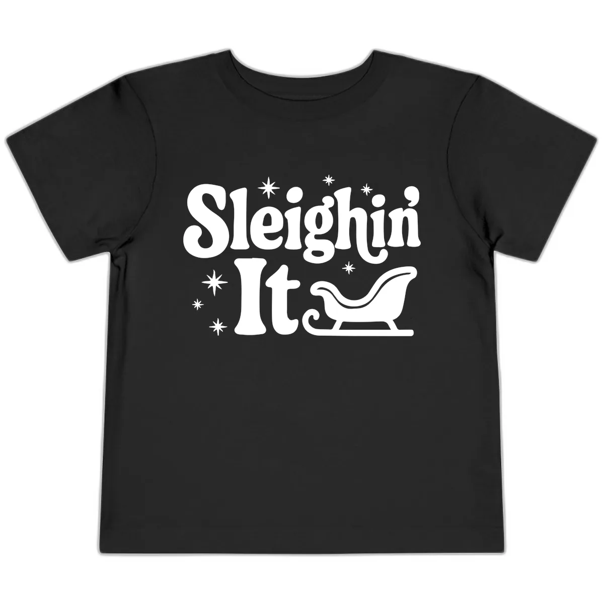 Sleighin It Christmas Sleigh Toddler T-Shirt in Black