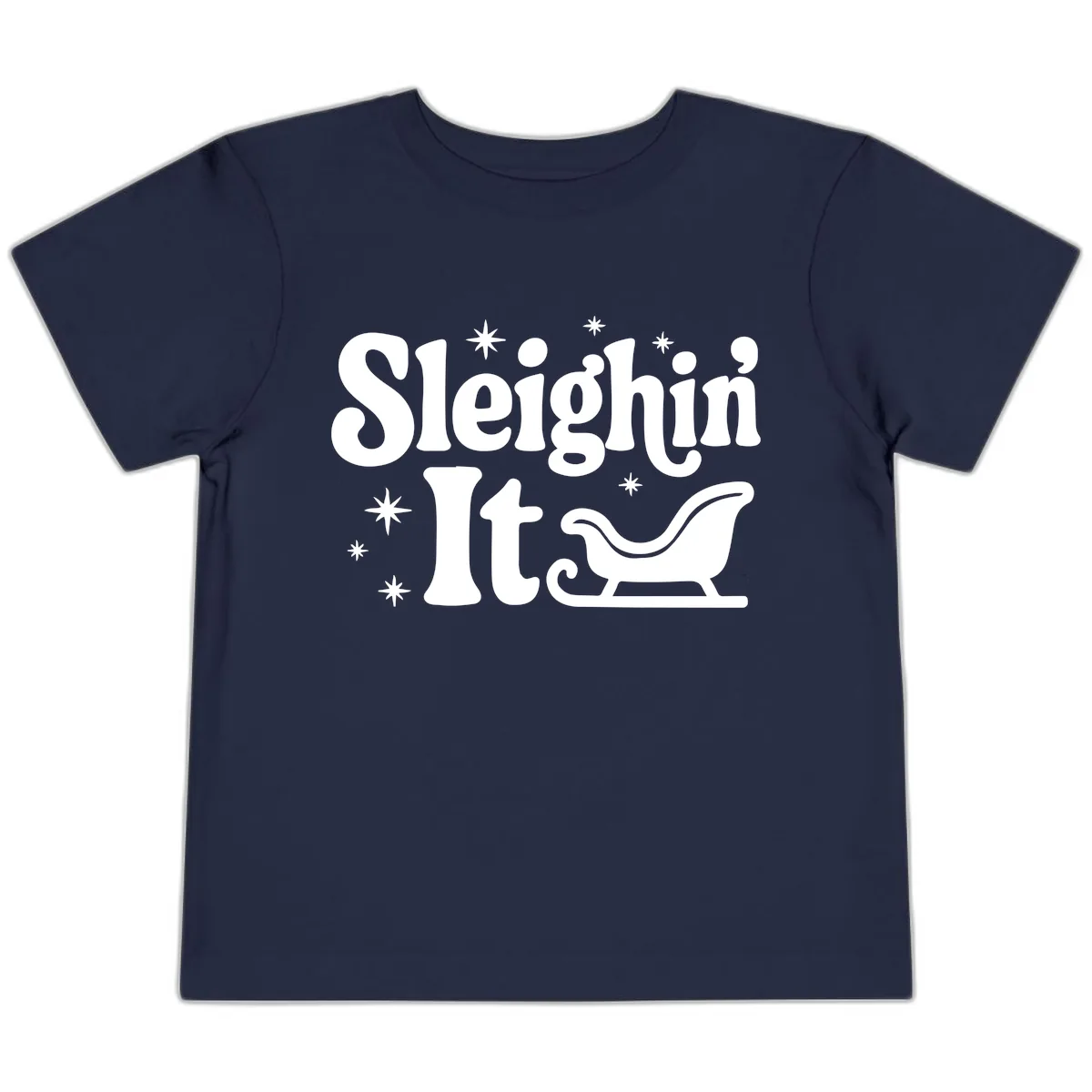 Sleighin It Christmas Sleigh Toddler T-Shirt in Navy