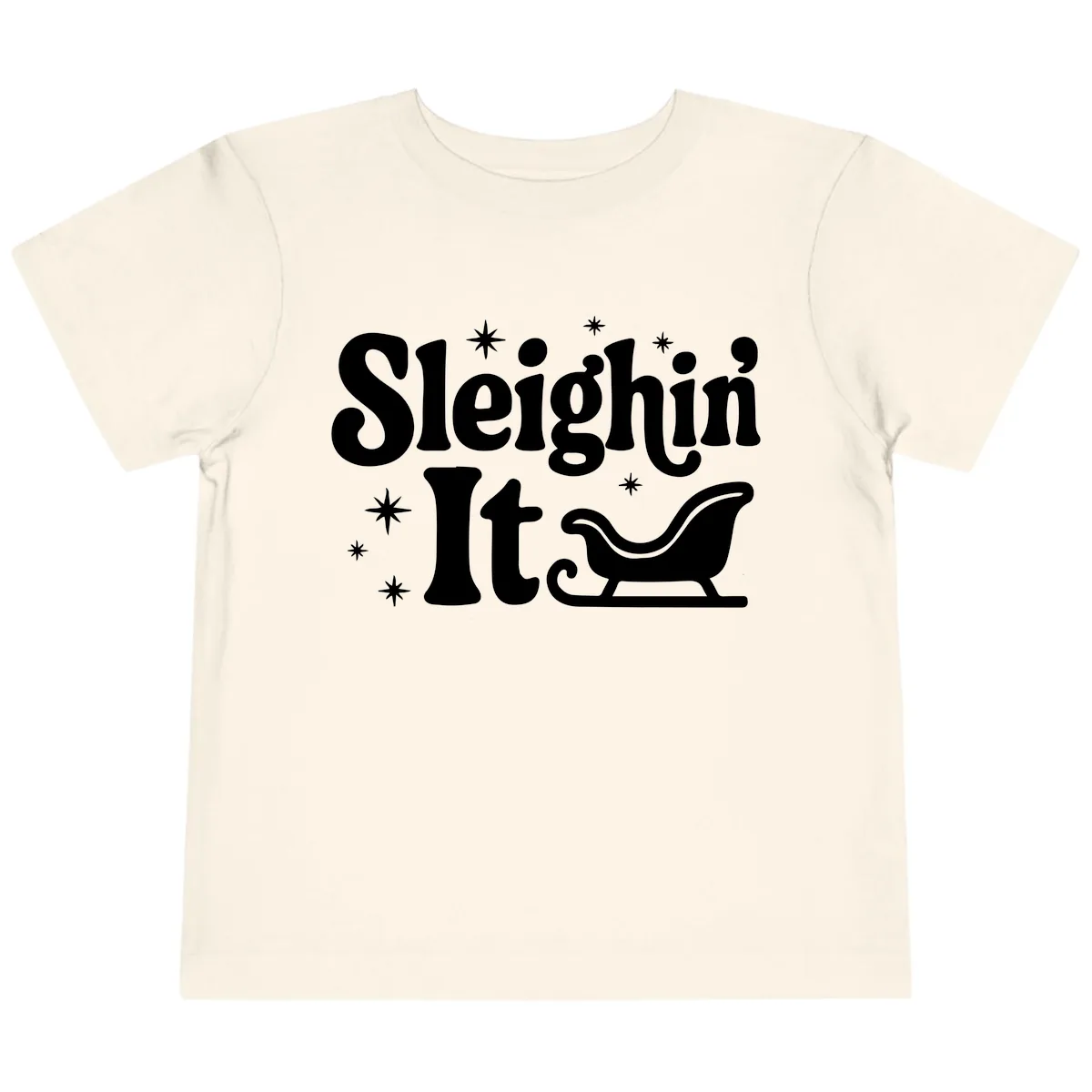 Sleighin It Christmas Sleigh Toddler T-Shirt in Natural
