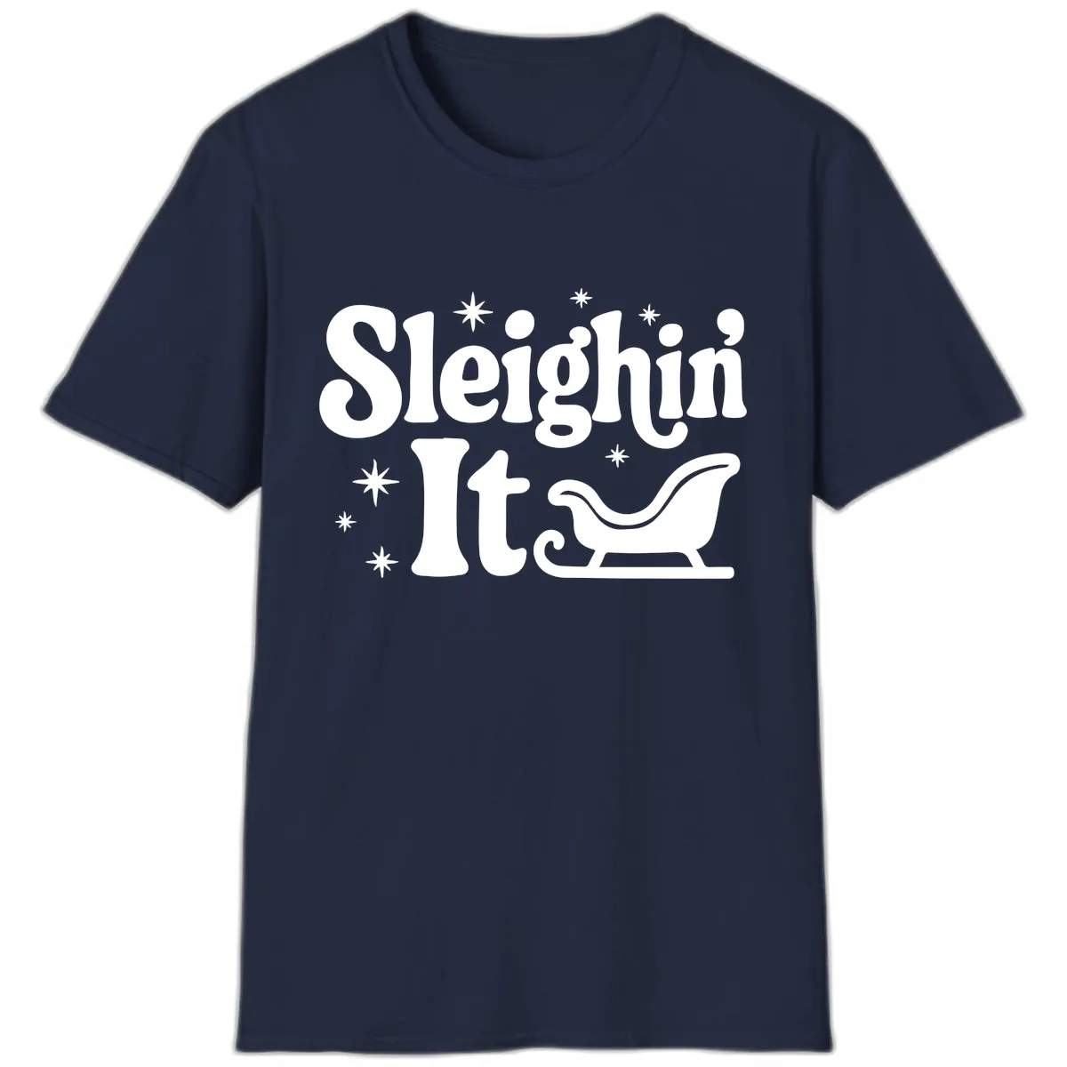 Sleighin It Christmas Sleigh T-Shirt in Navy