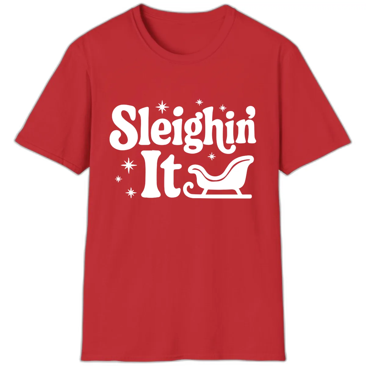 Sleighin It Christmas Sleigh T-Shirt in Red