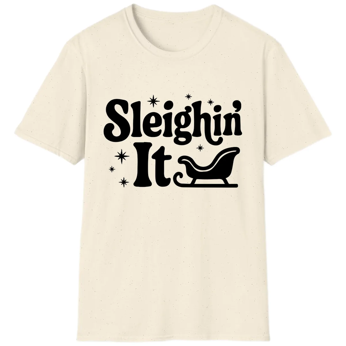 Sleighin It Christmas Sleigh T-Shirt in Natural