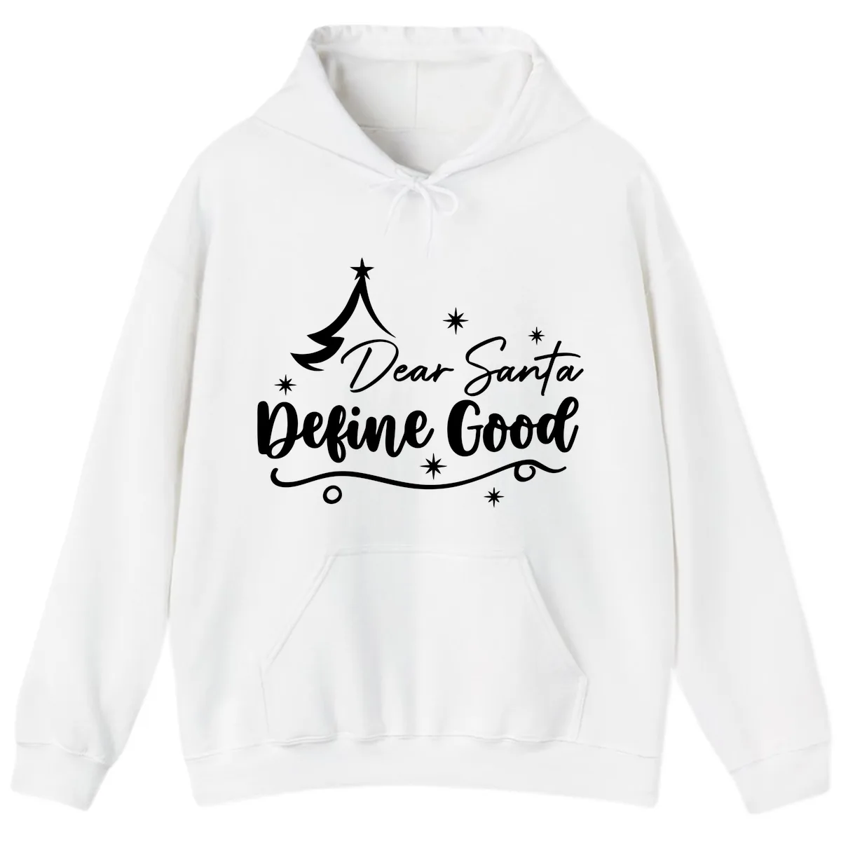 Dear Santa Define Good Christmas Design Hoodie in White