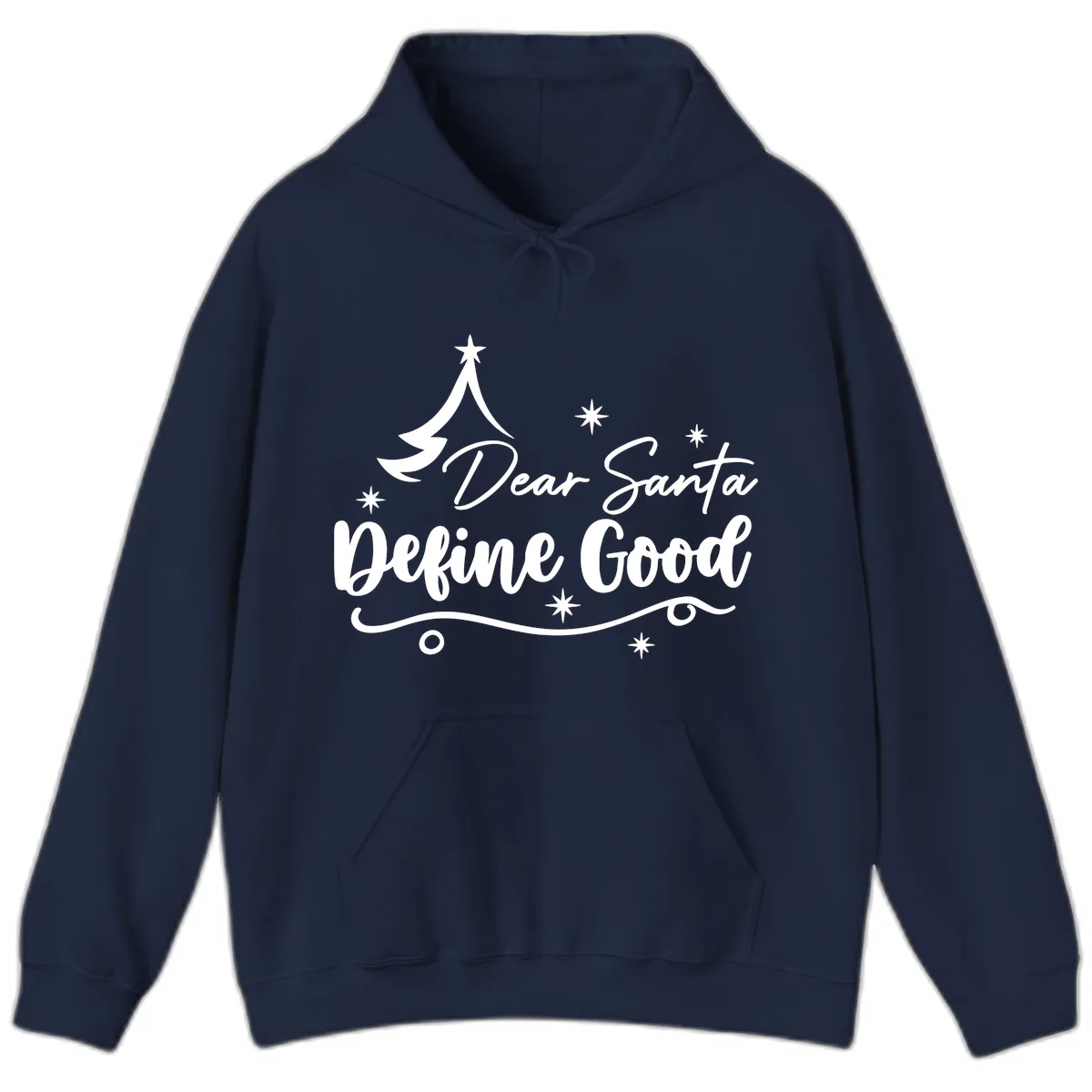 Dear Santa Define Good Christmas Design Hoodie in Navy