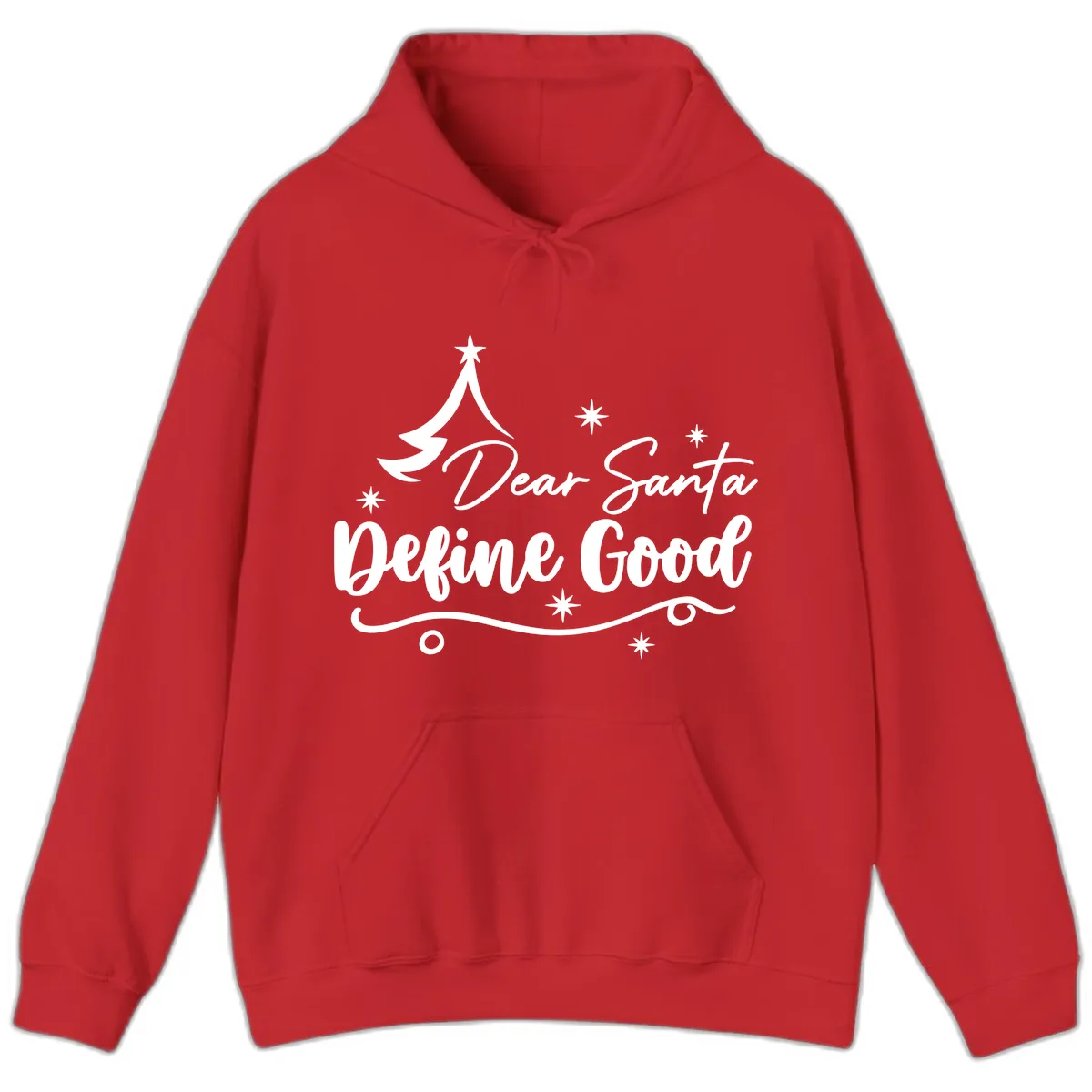 Dear Santa Define Good Christmas Design Hoodie in Red