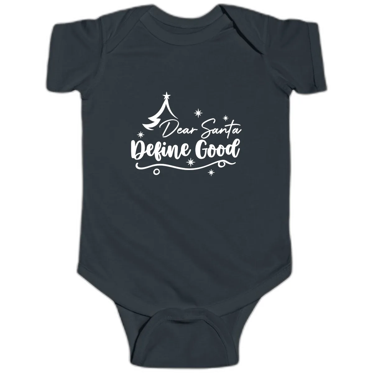Dear Santa Define Good Christmas Design Baby Onesie in Black