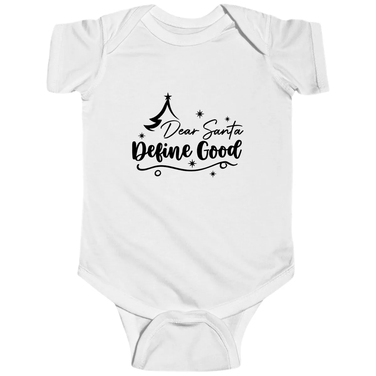 Dear Santa Define Good Christmas Design Baby Onesie in White