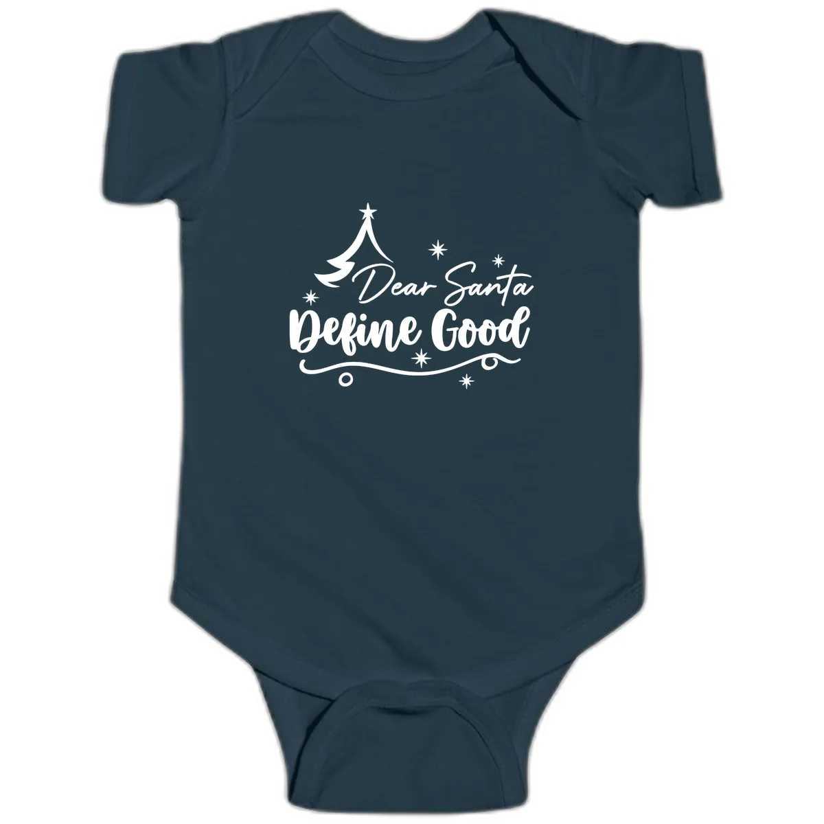 Dear Santa Define Good Christmas Design Baby Onesie in Navy