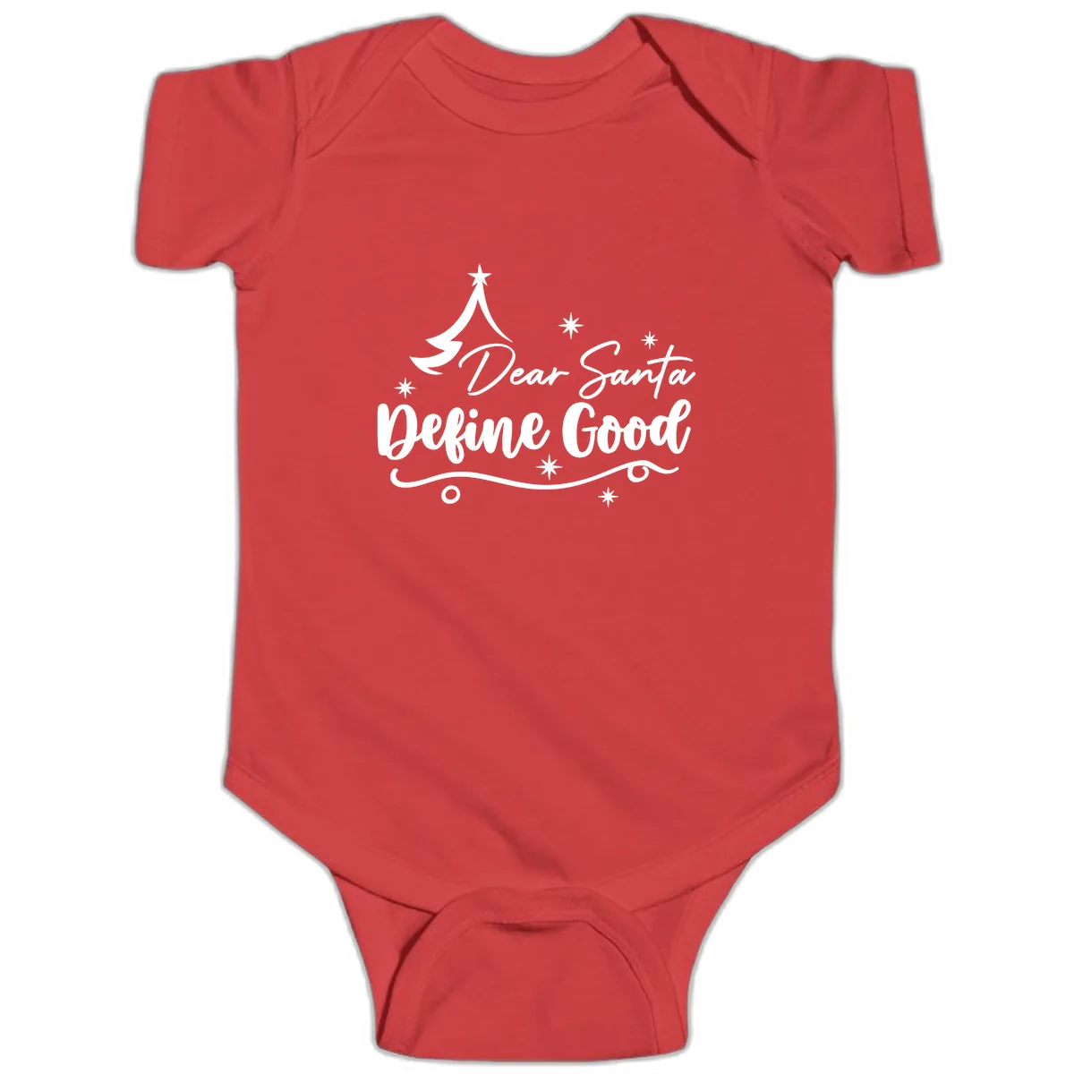 Dear Santa Define Good Christmas Design Baby Onesie in Red