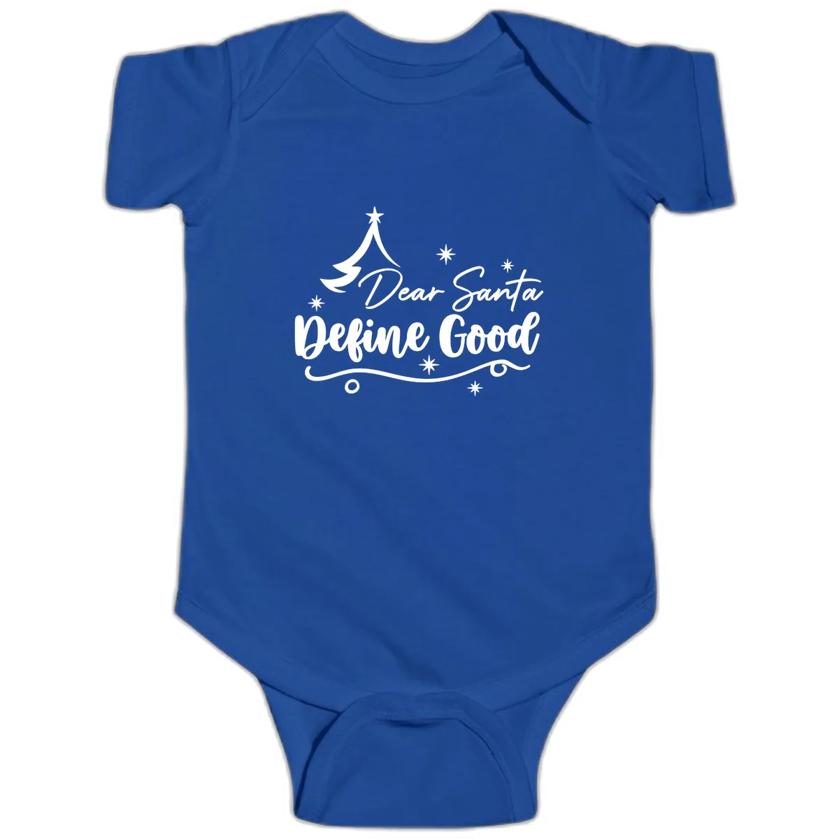 Dear Santa Define Good Christmas Design Baby Onesie in Royal
