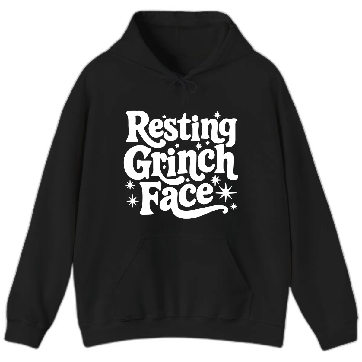Resting Grinch Face Holiday Statement Hoodie in Black