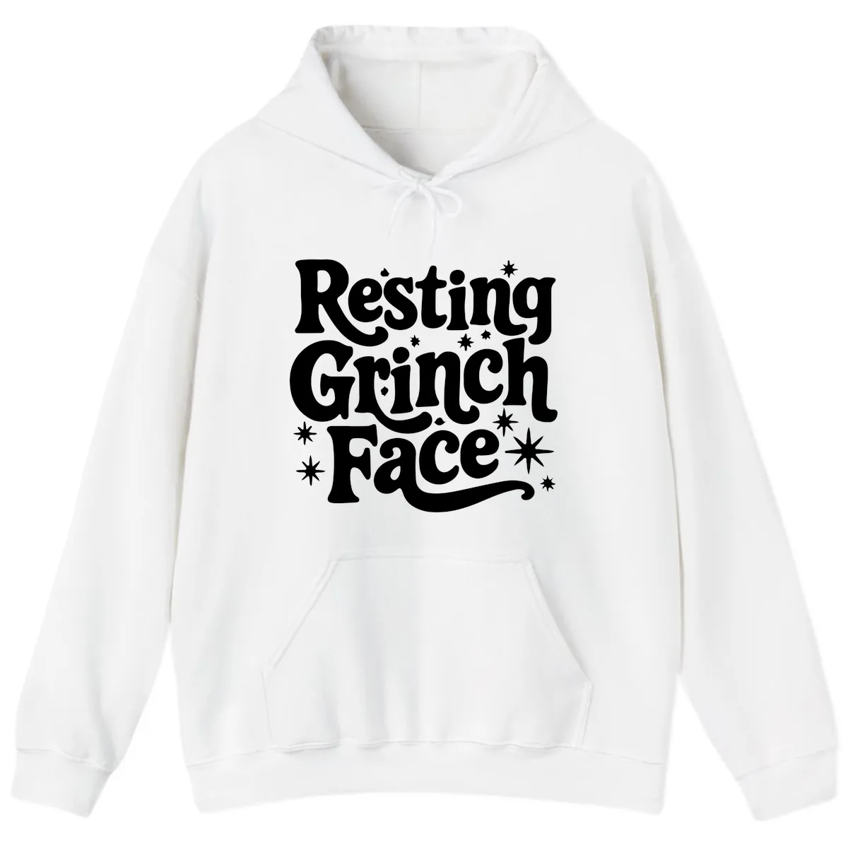 Resting Grinch Face Holiday Statement Hoodie in White