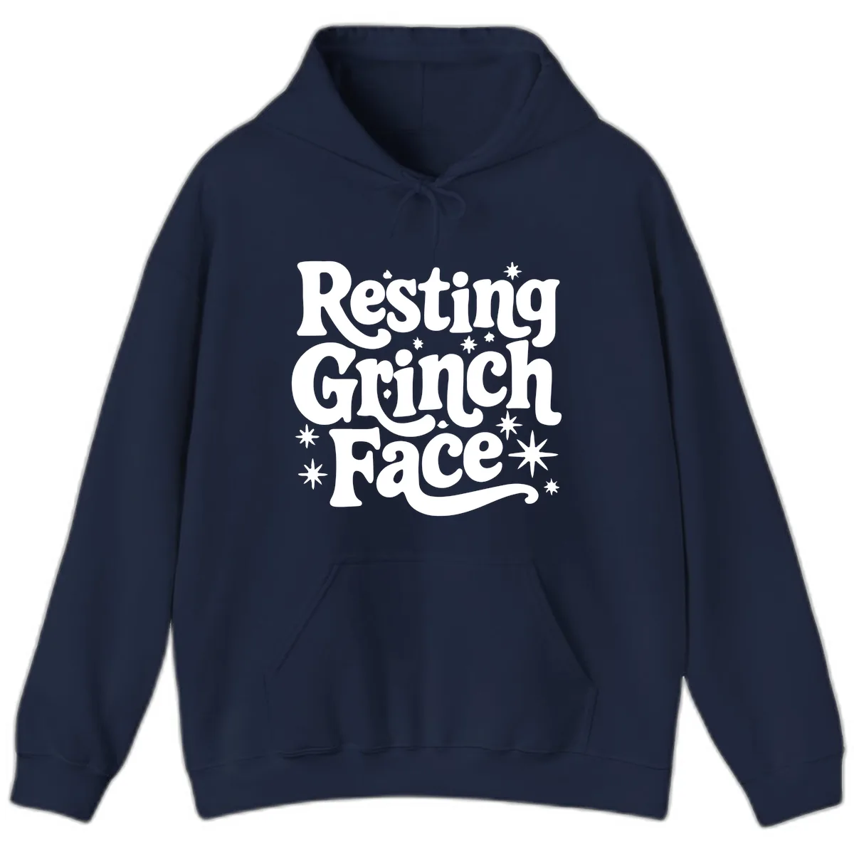Resting Grinch Face Holiday Statement Hoodie in Navy