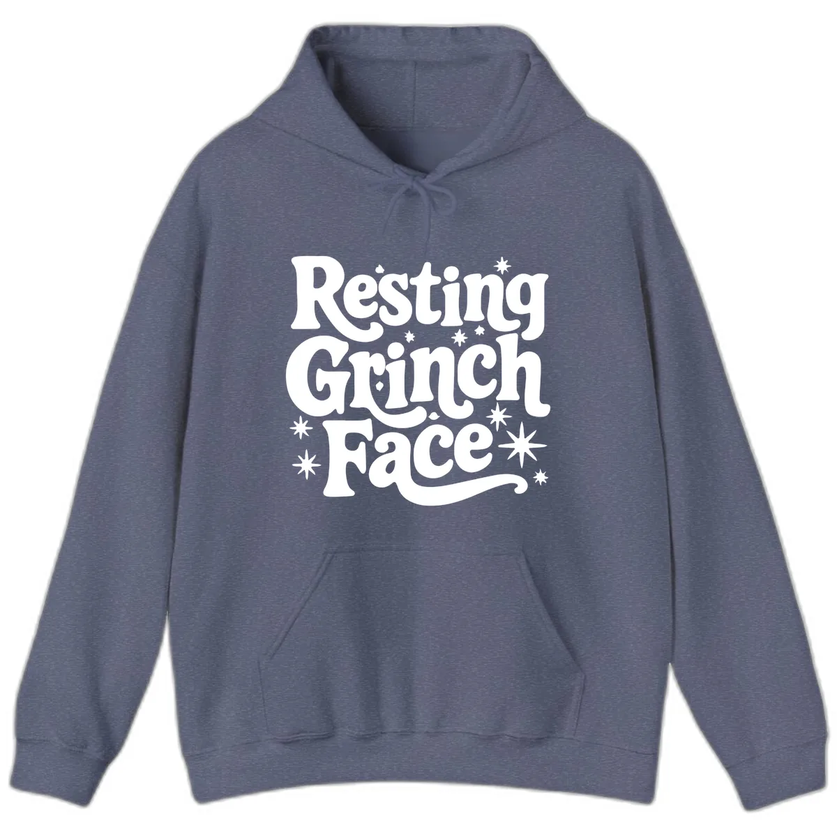 Resting Grinch Face Holiday Statement Hoodie in Heather Navy