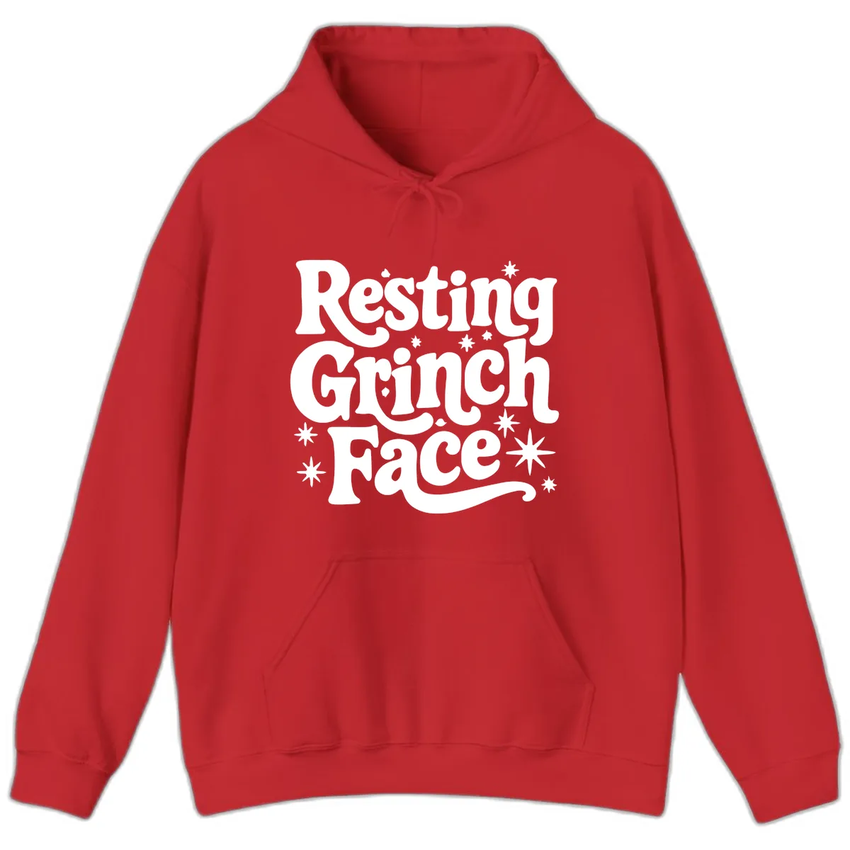 Resting Grinch Face Holiday Statement Hoodie in Red