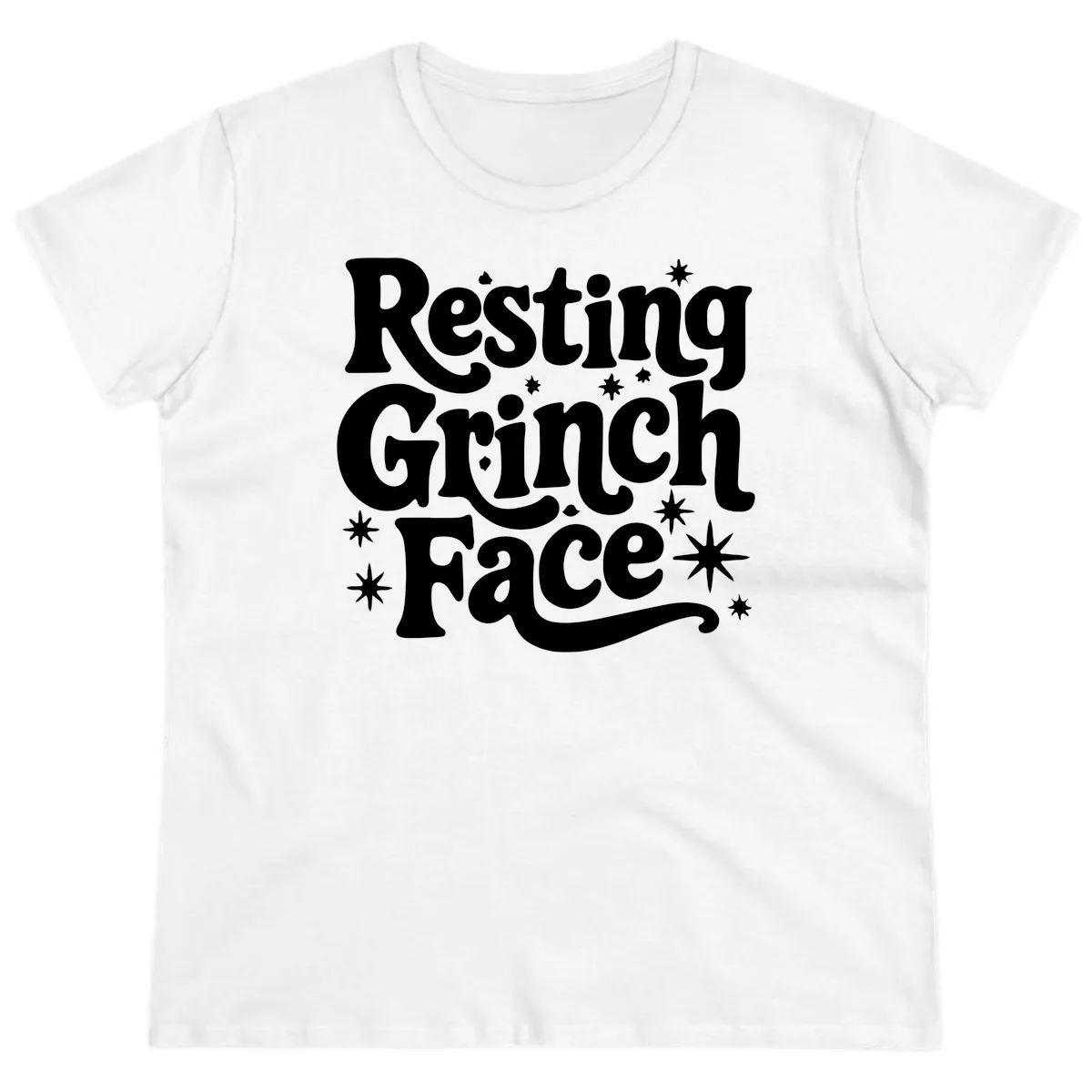 Resting Grinch Face Holiday Statement Ladies Tee in White