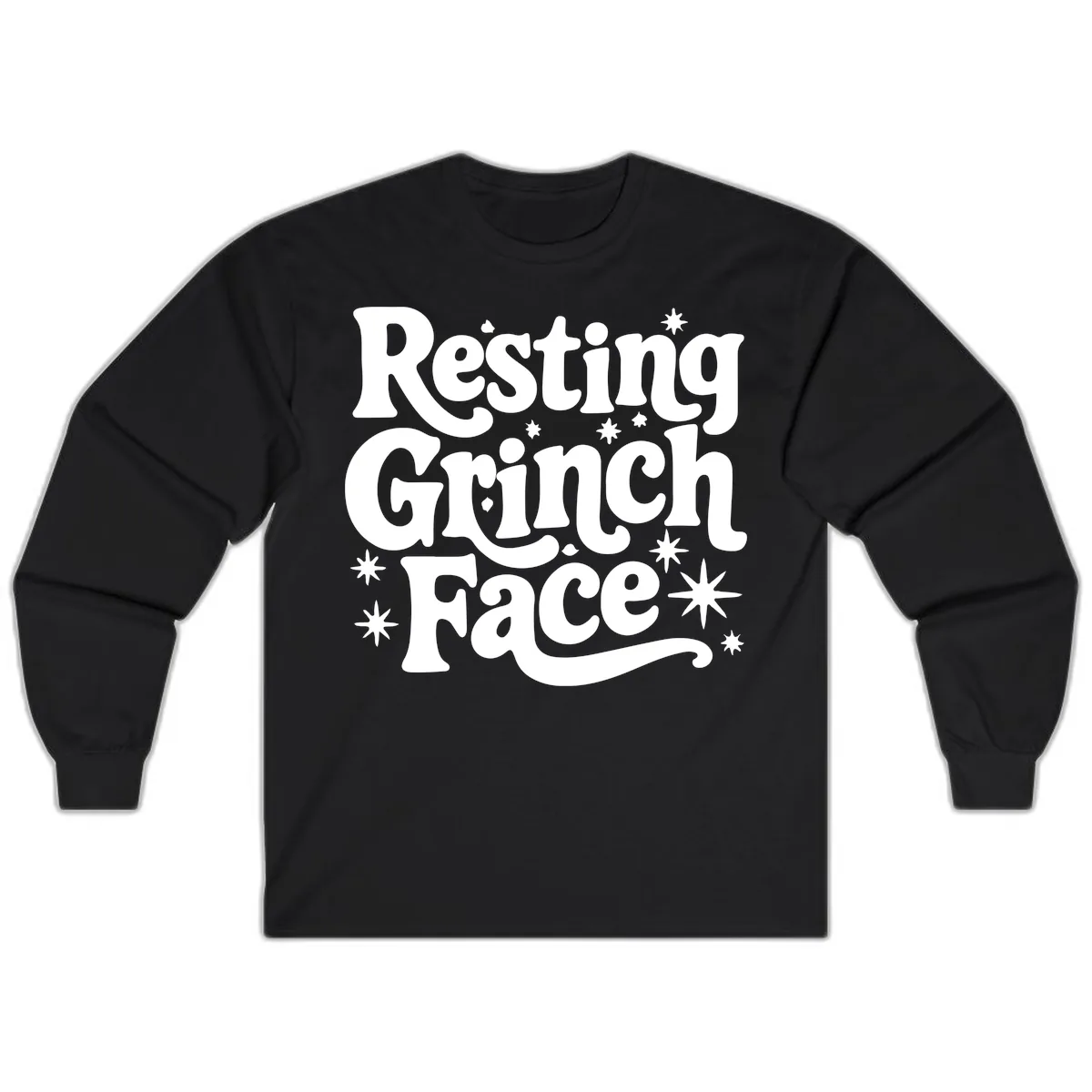 Resting Grinch Face Holiday Statement Long Sleeve in Black