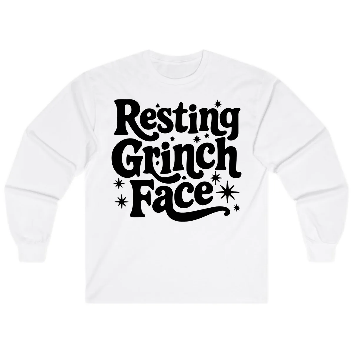 Resting Grinch Face Holiday Statement Long Sleeve in White