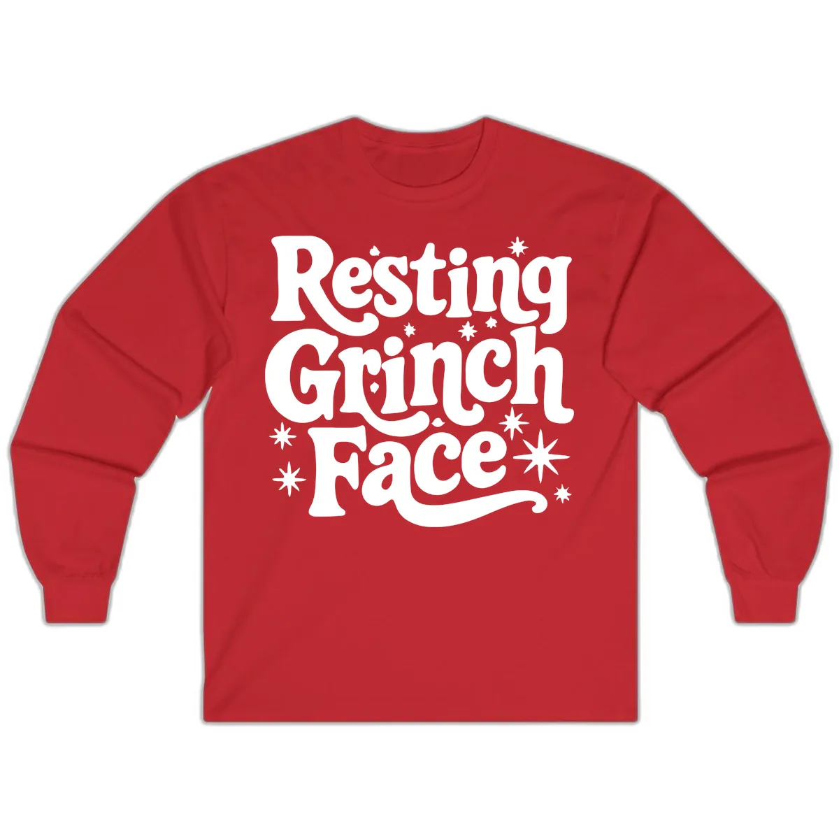 Resting Grinch Face Holiday Statement Long Sleeve in Red